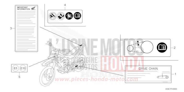 CAUTION LABEL for CRF150R "Big wheels" EXTREME RED (R292) from 2022